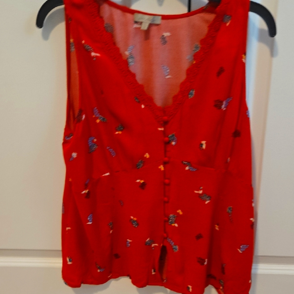 Wonderly Red Floral Tank Top